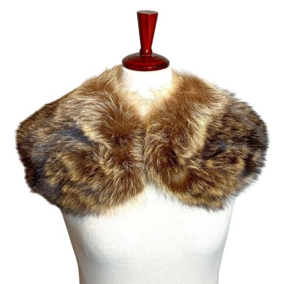 Vintage hand made brown and tan Fox fur collar shoulder wrap - Picture 1 of 6